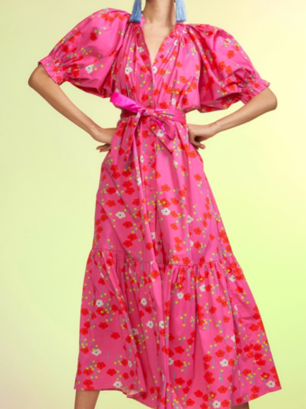CYNTHIA ROWLEY Saratoga Dress in Pink Red Poppy